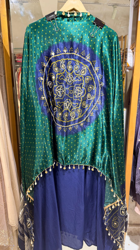 Gajji unstitched suit with potli bags
