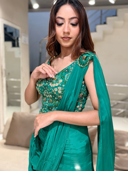 Corset Crepe drape lehenga set