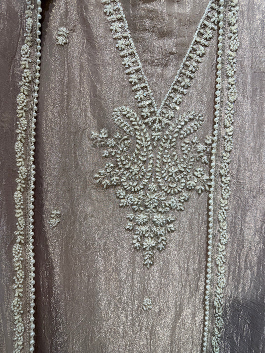Tissue embellished unstitched suit