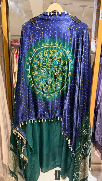 Gajji unstitched suit with potli bag