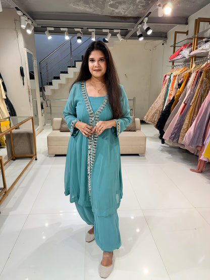 Jasmine blue baloon pant co-ord set