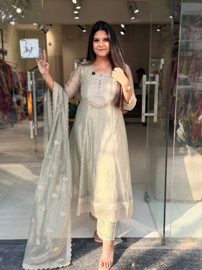 Crush tissue anarkali suit