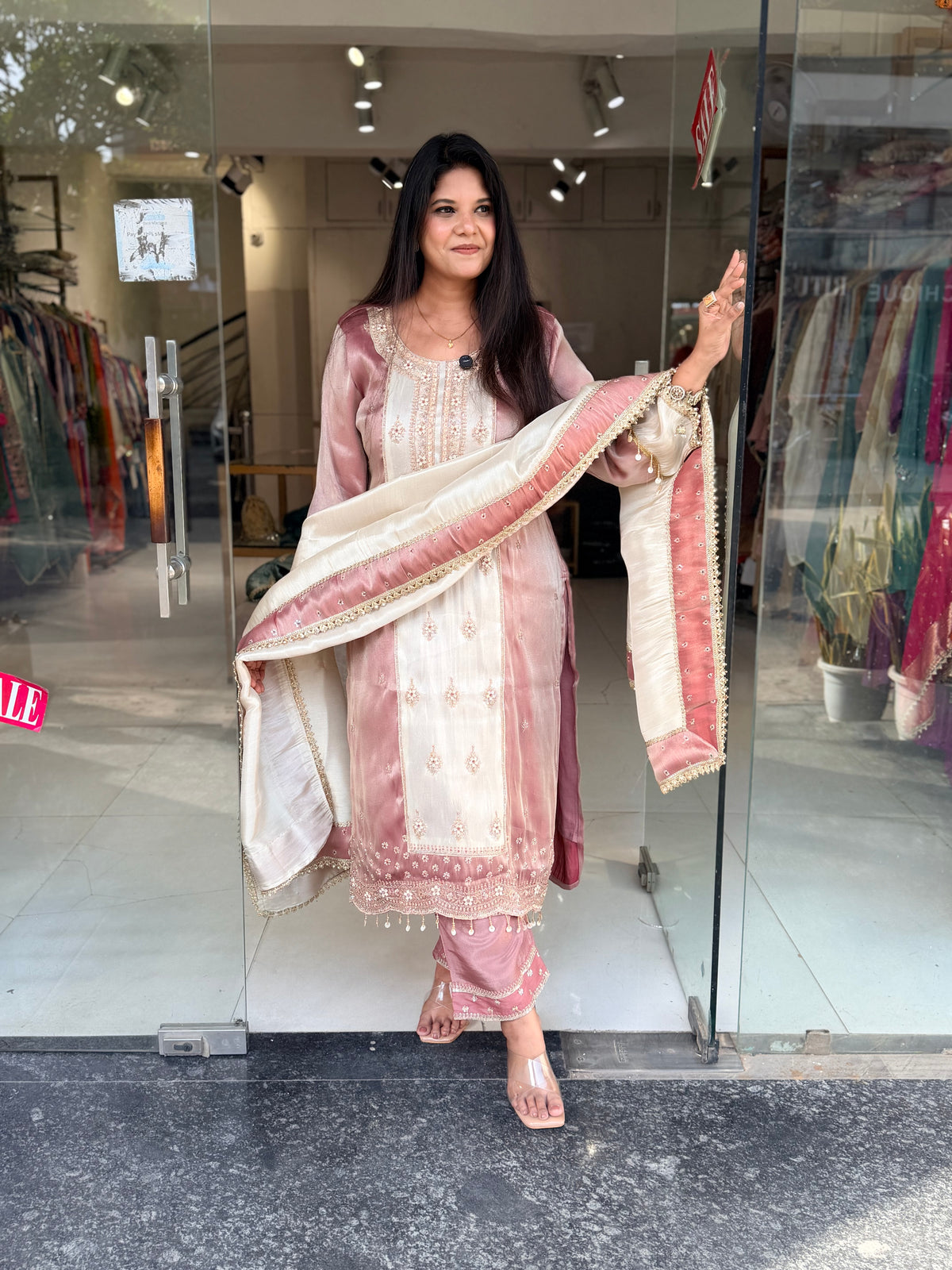 Colour block gurraf tissue suit