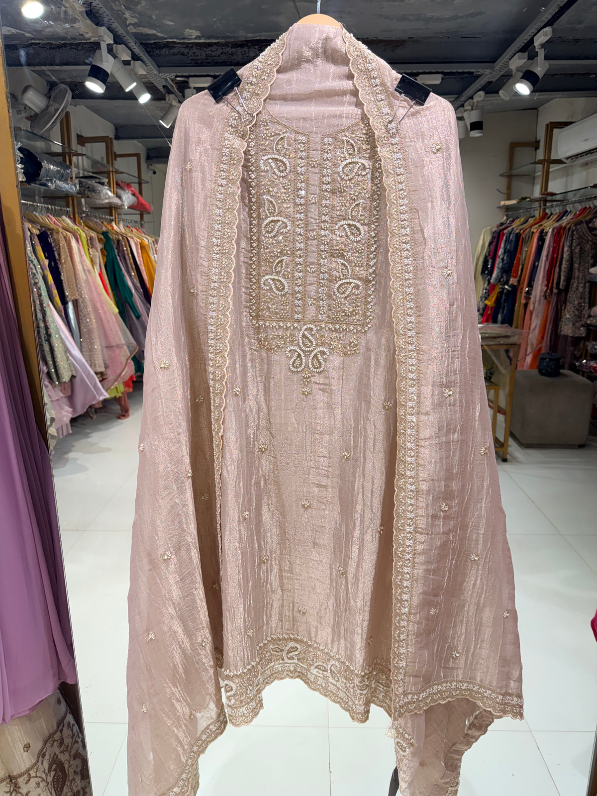 Embroided unstitched suit