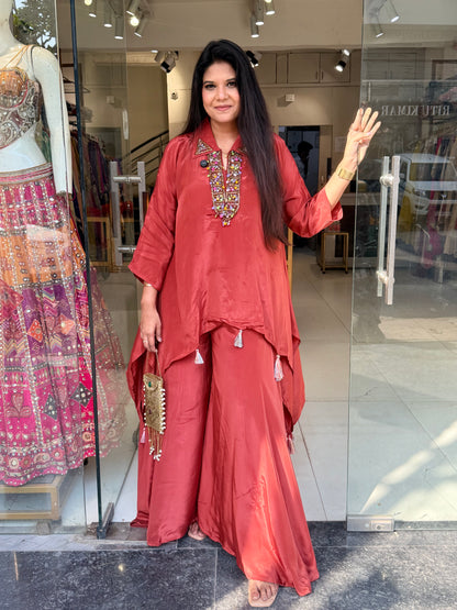 C cut plazzo co-ord set