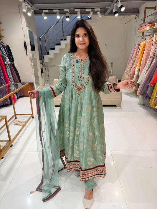 Weaving anarkali suit