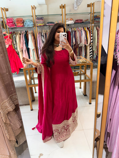 Dark pink anarkali suit