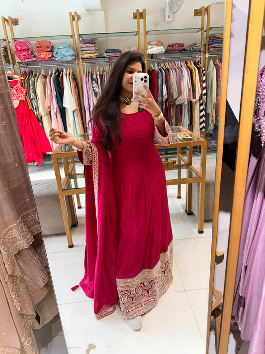 Dark pink anarkali suit