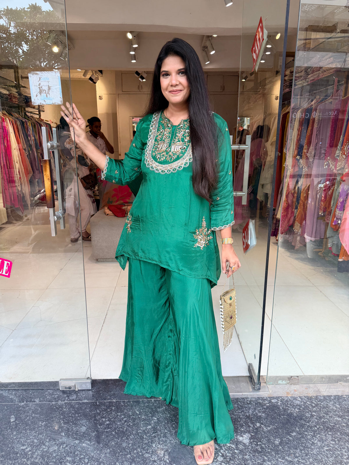 Green embellished co-ord set