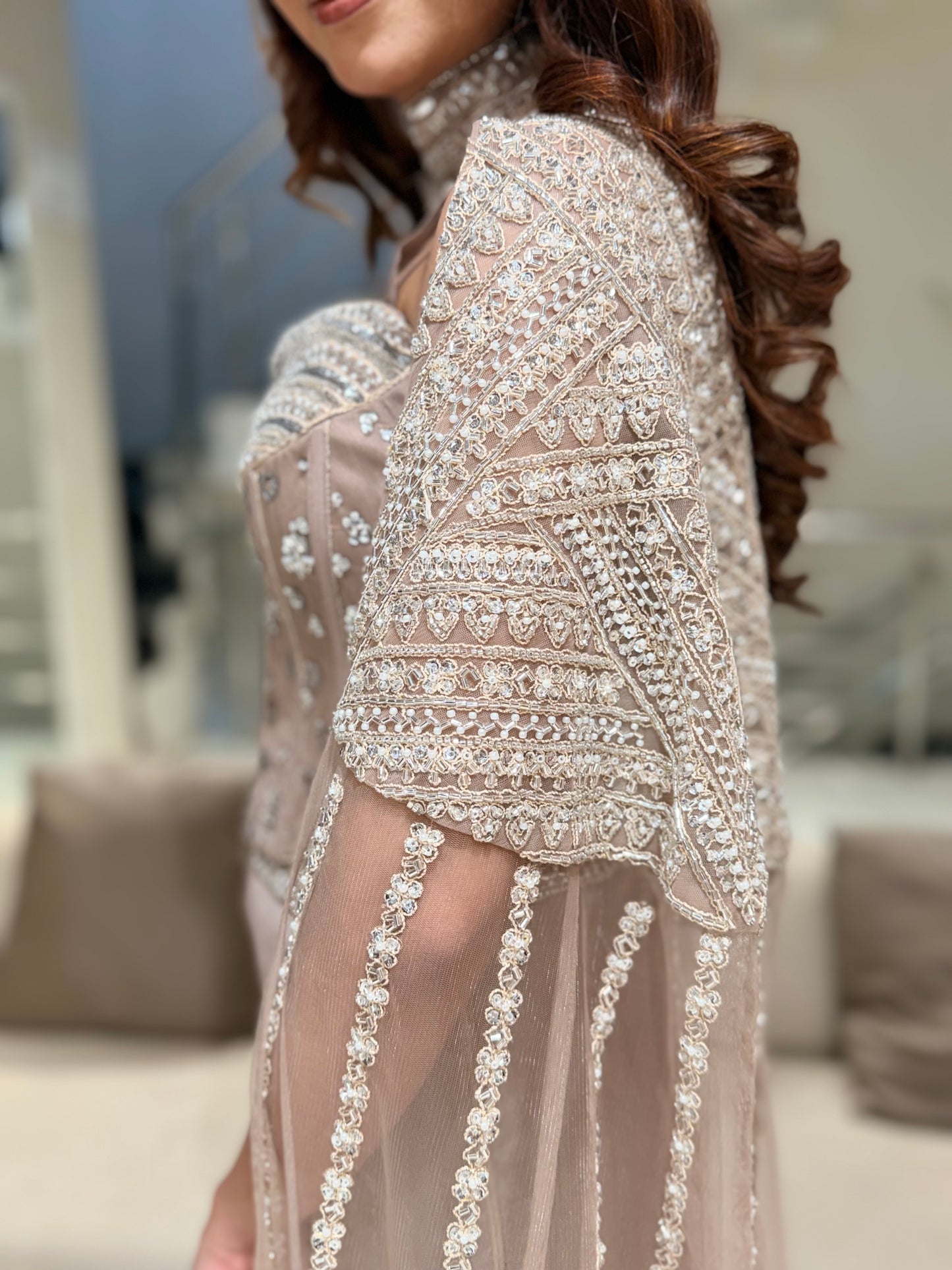 Corset cape lehenga set