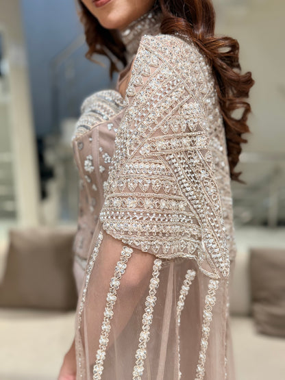 Corset cape lehenga set