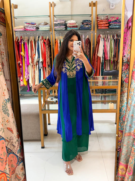 Shades of peacock crepe co-ord set