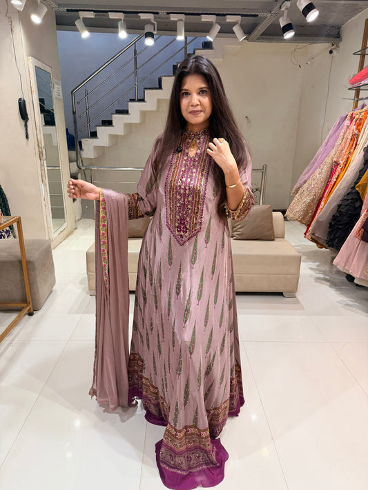 Digital print crepe anarkali suit