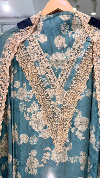 Floral muslin unstitched suit