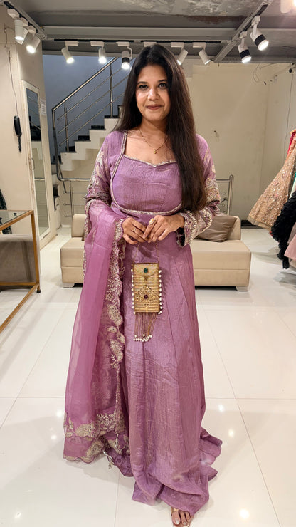 Crush tissue kodiwork anarkali suit