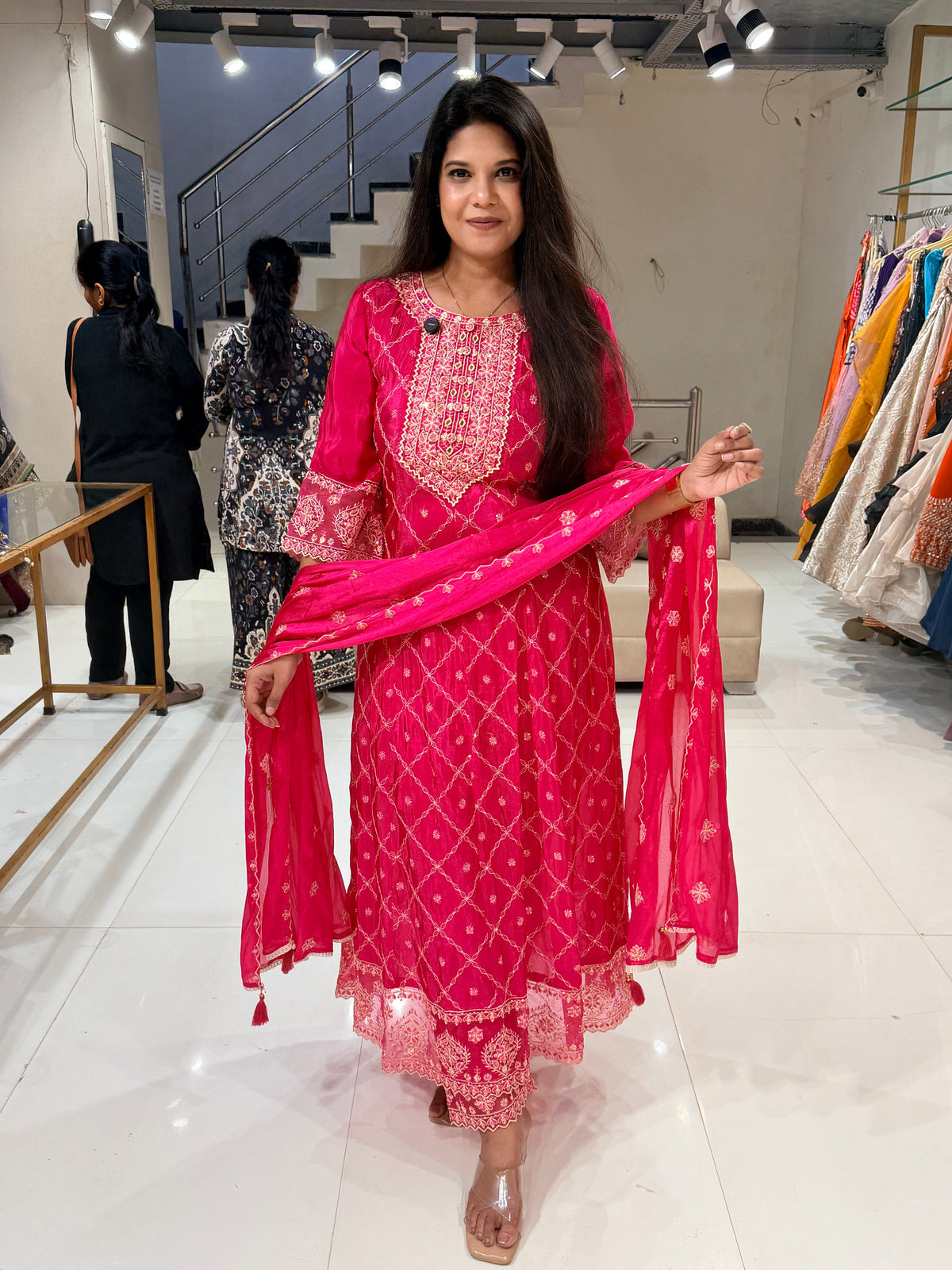 Crepe anarkali suit