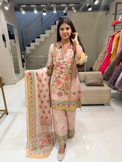 Printed crush tissue sharara suit