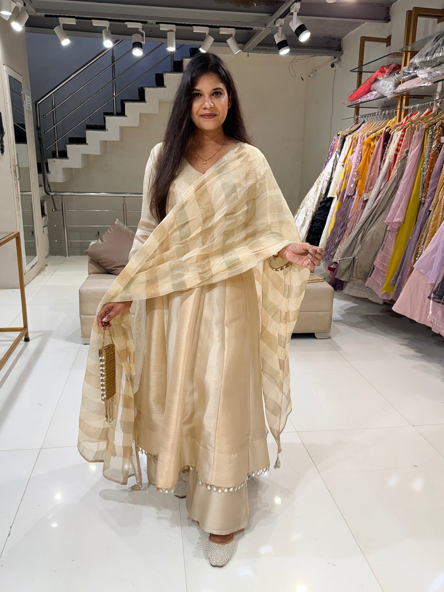 Celebrity inspired plazo anarkali suit
