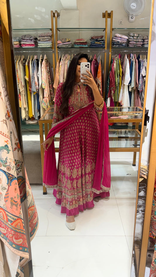 Crepe printed maxi gown