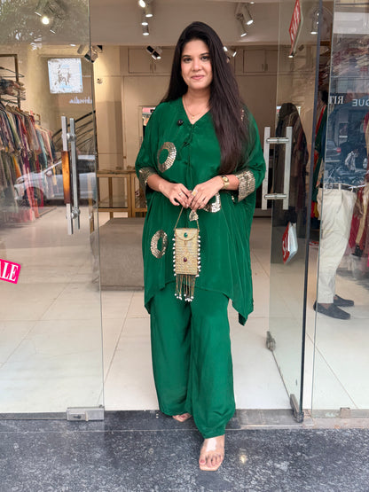 Green sequence baggy crepe co-ord set