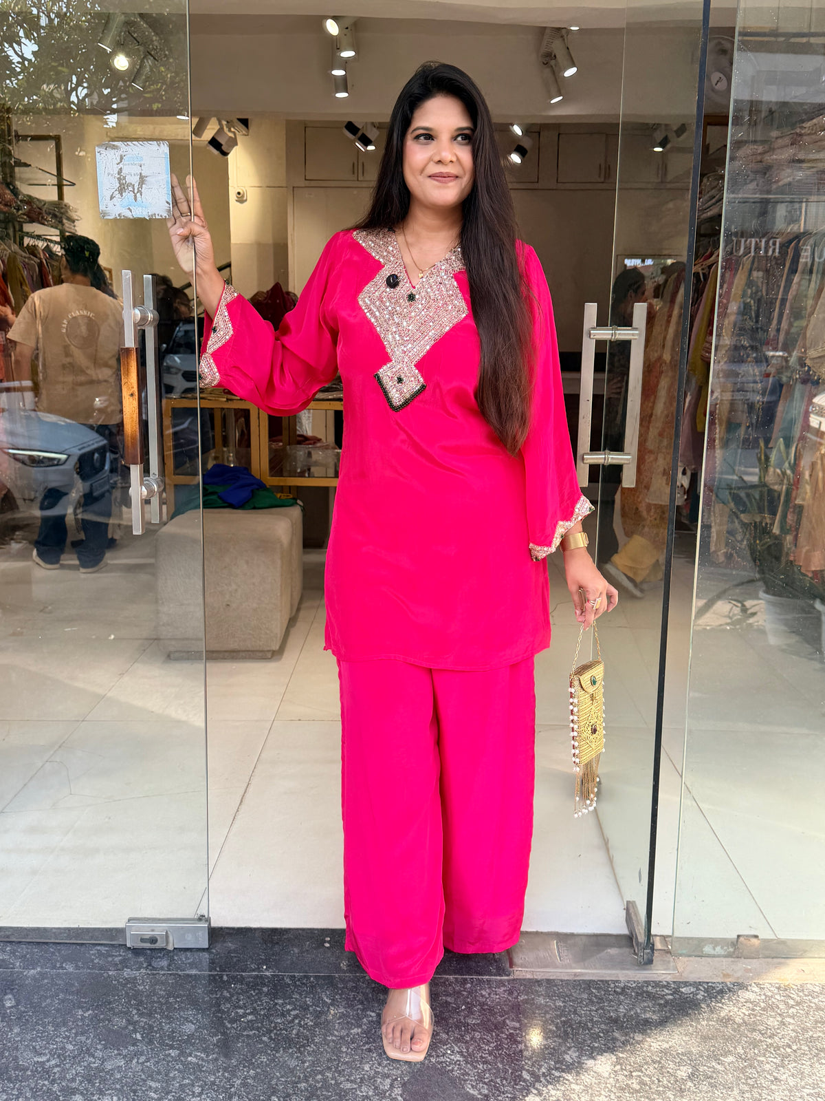 Pink crepe co-ord set
