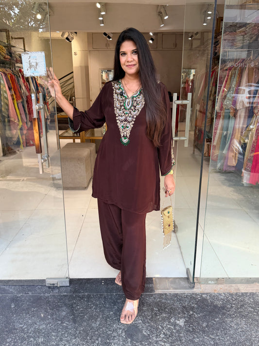 Crepe embellished co-ord set