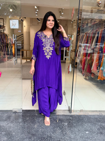 Purple embellished baggy co-ord set