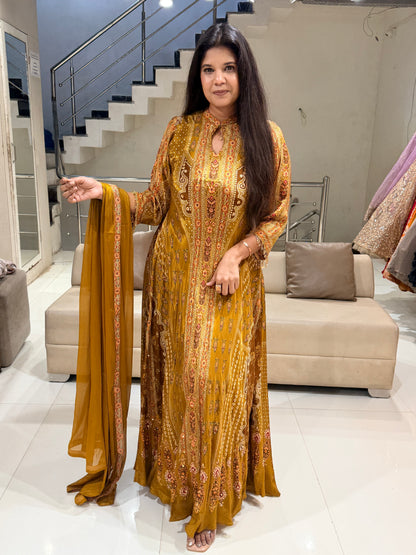 Crepe anarkali suit