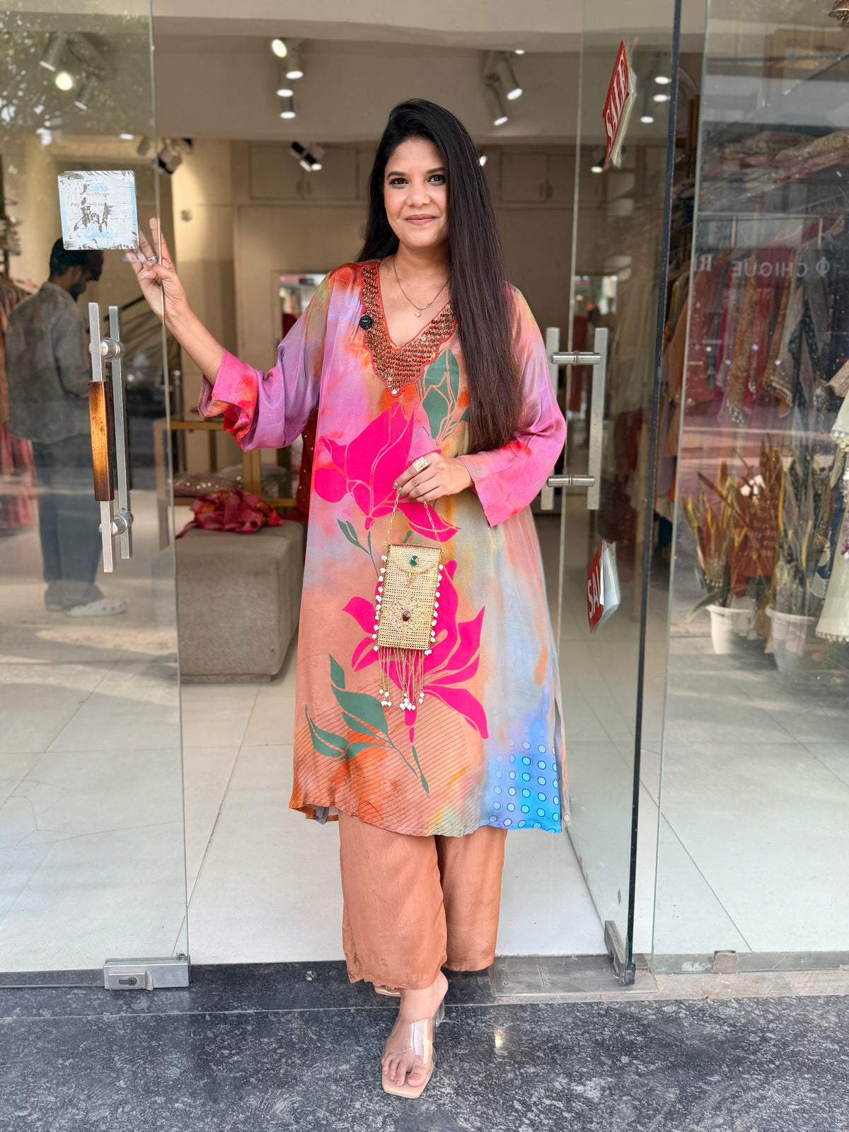 Printed baggy crepe co-ord set