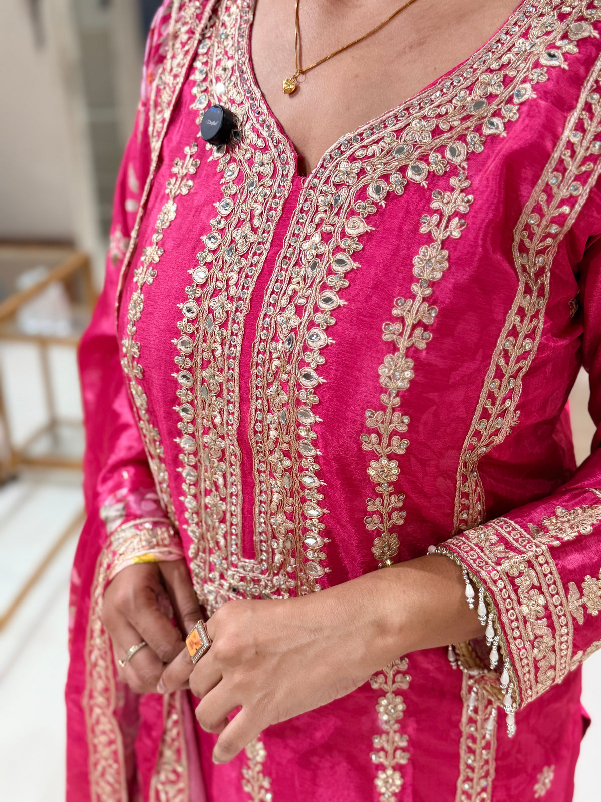 Pink italian crepe plazo suit