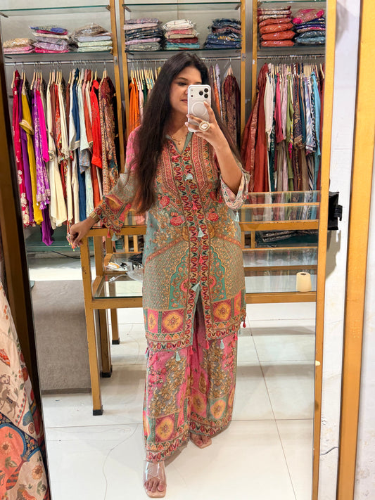 Digital print crepe co-ord set