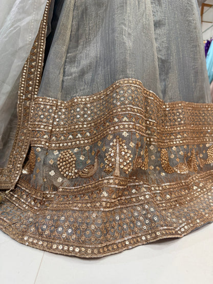 Crush tissue belt anarkali suit