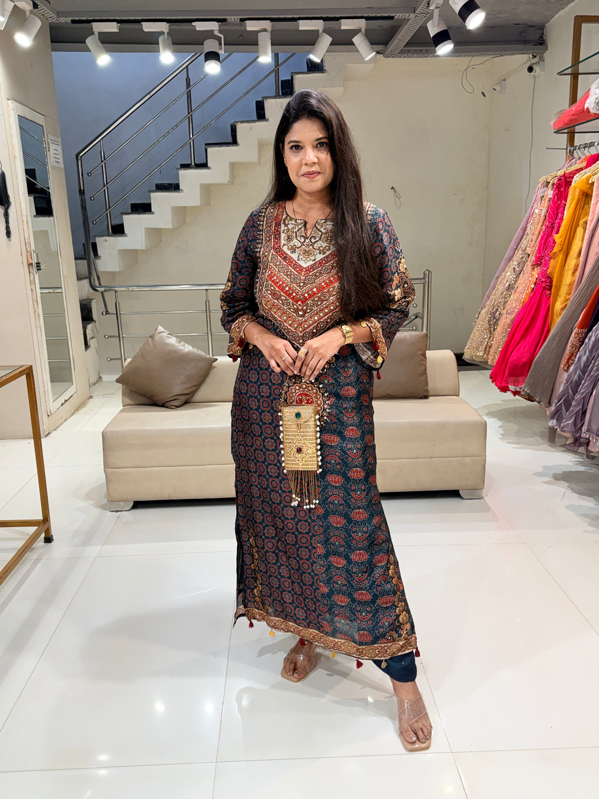 Long side cut embroided co-ord set