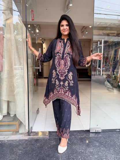 Balck digital print co-ord set