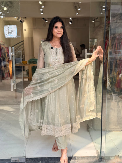 Crush tissue anarkali suit