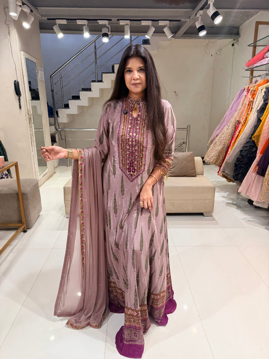 Digital print crepe anarkali suit