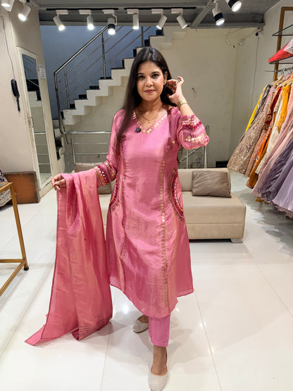 Pital tikka embroided a line suit