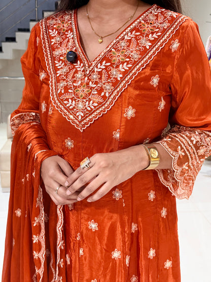 Crepe anarkali suit
