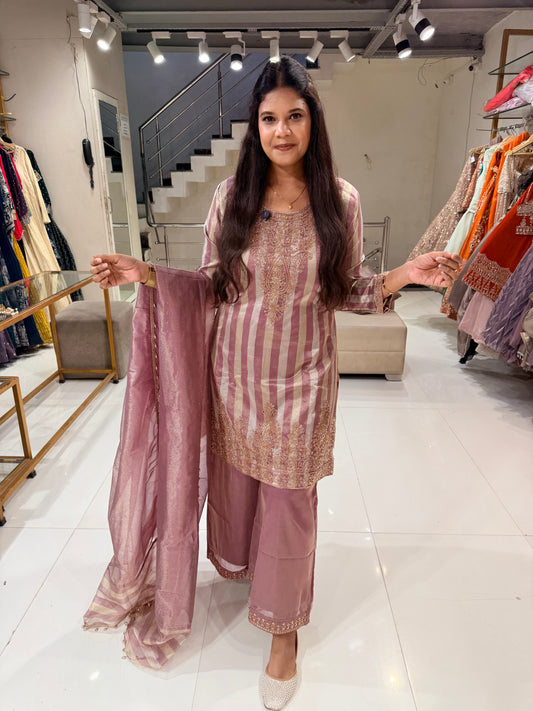 Striped sharara suit