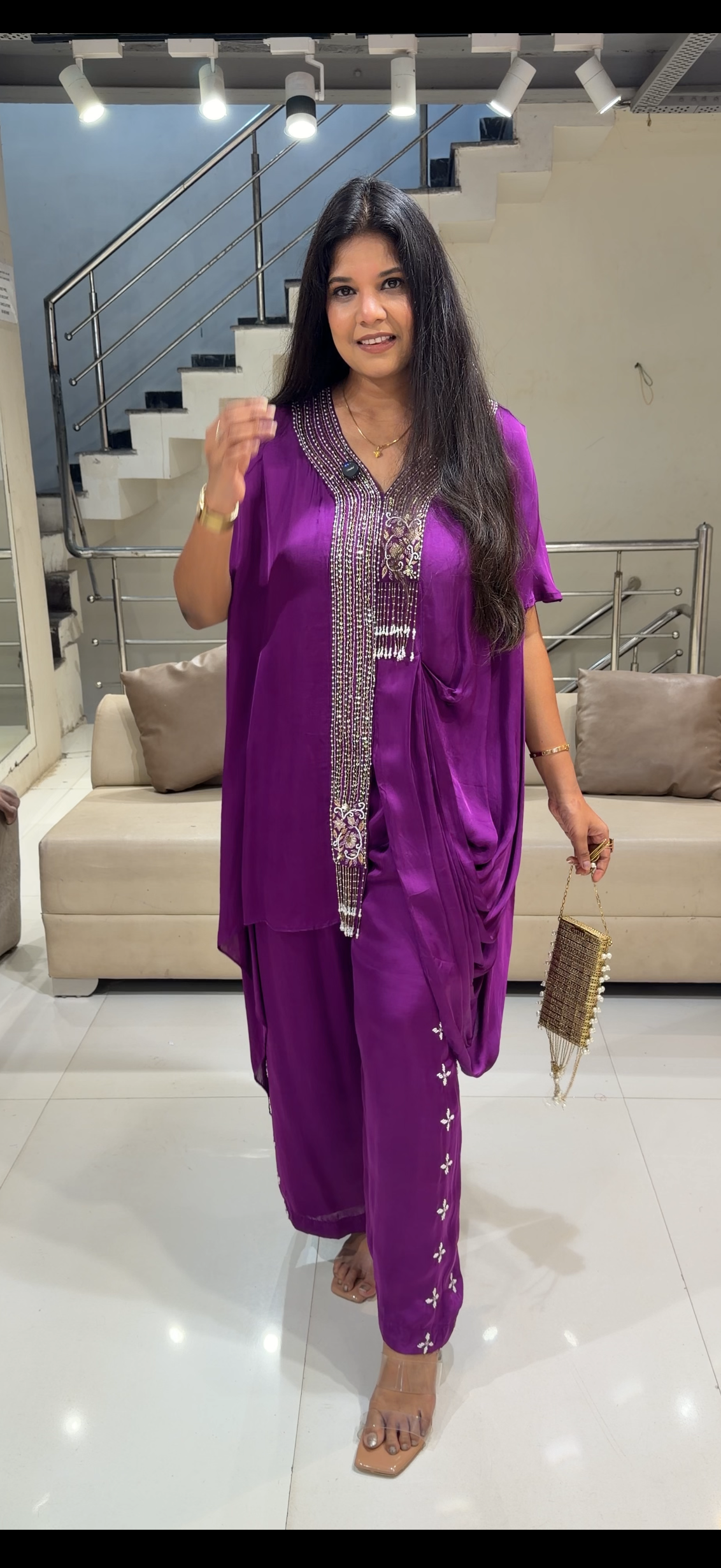 Satin silk designer co-ord set