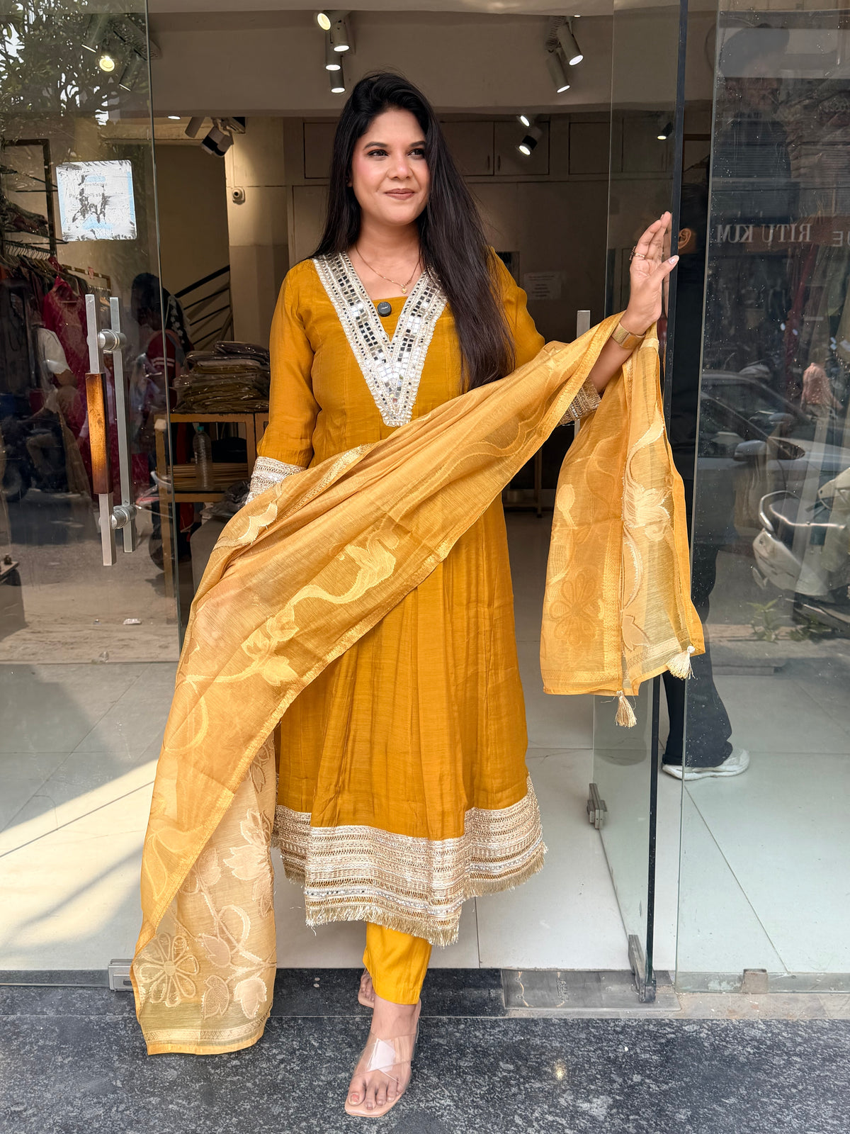 Surat mull chanderi anarkali suit