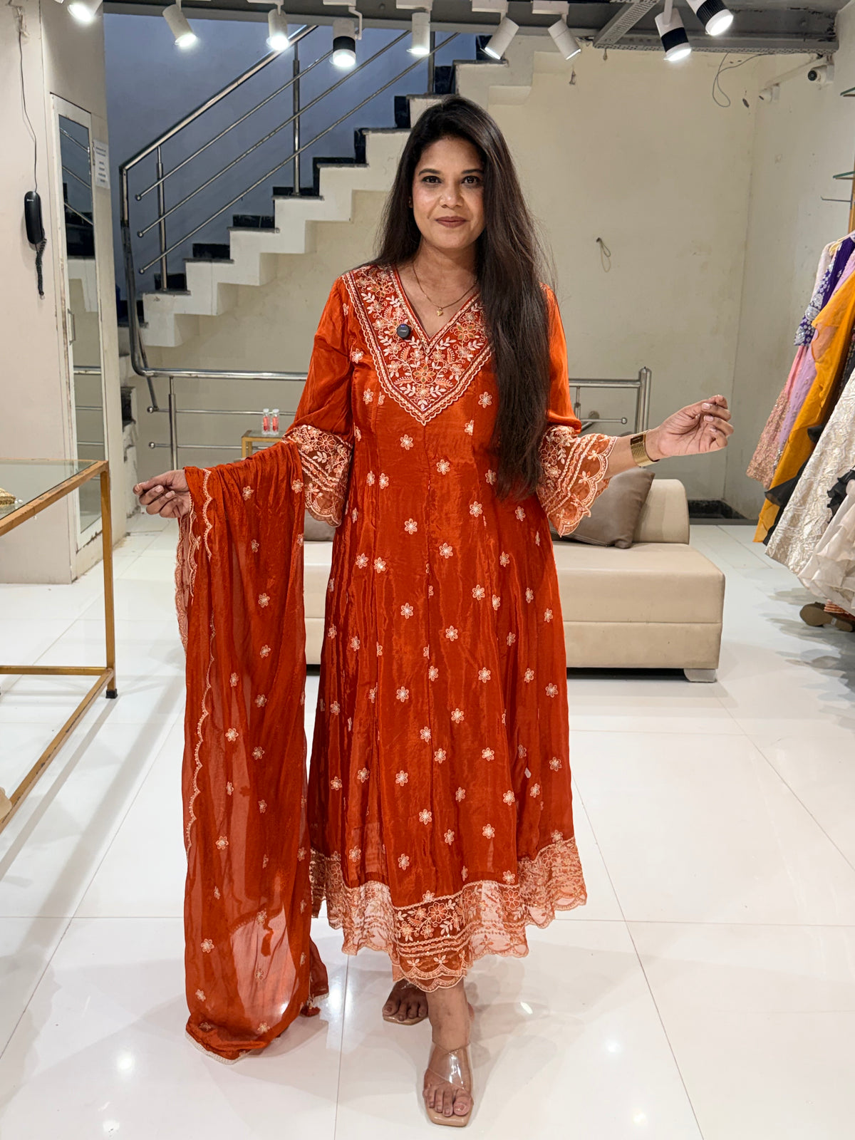 Crepe anarkali suit