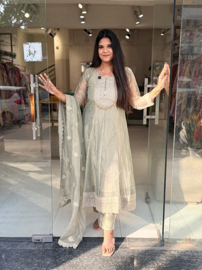 Crush tissue anarkali suit