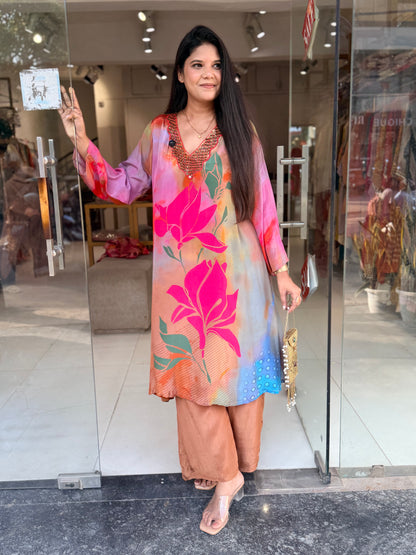 Printed baggy crepe co-ord set