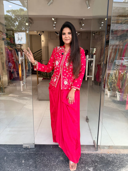 Designer cowl cut indowestern dress