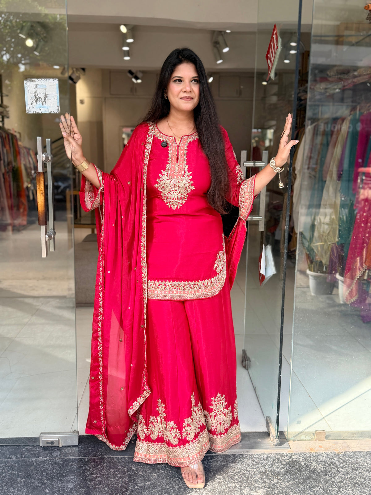 Karwachauth special apple cut sharara suit