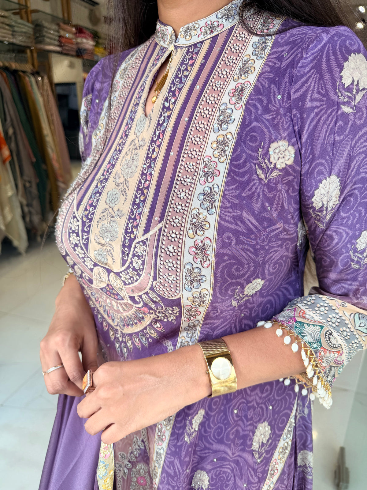 Crepe maxi gown with dupatta