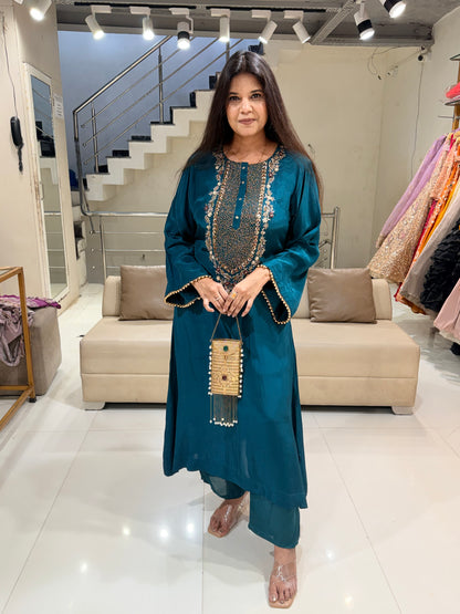 Long embelished crepe co-ord set