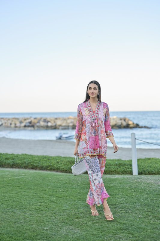 Geometrical print Chiffon co-ord set