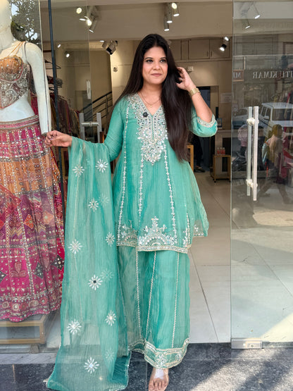 Mahira Real mirror short anarkali sharara suit